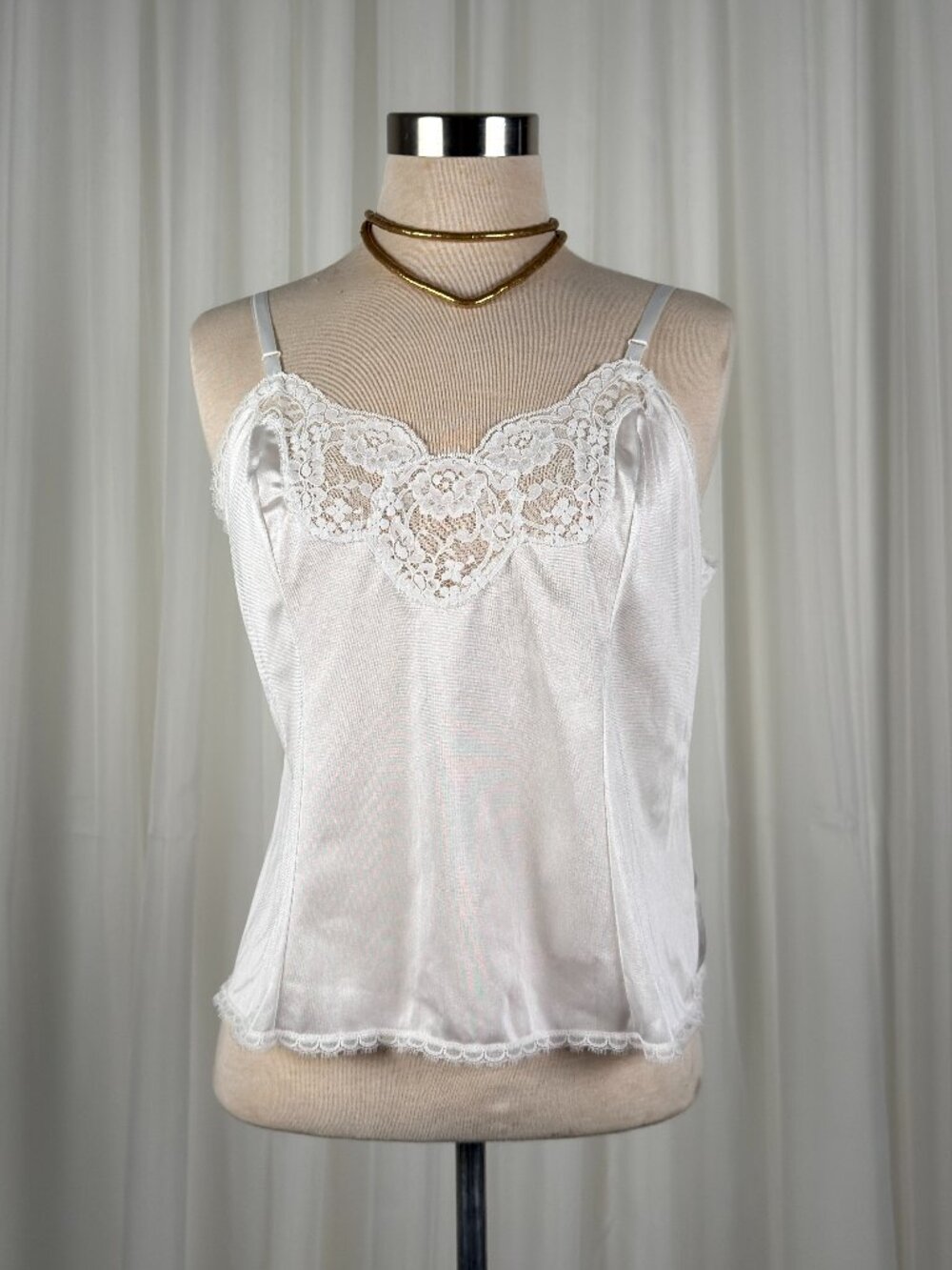 Vintage Adonna white satin and lace camisole size 36